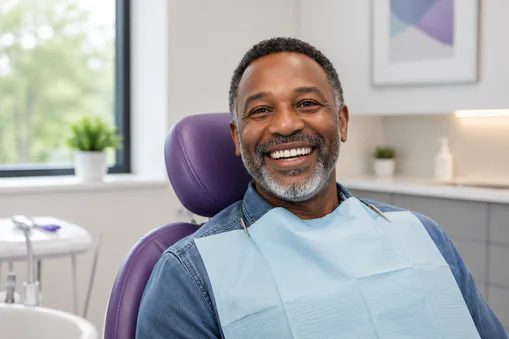 mature man at dentists office chair