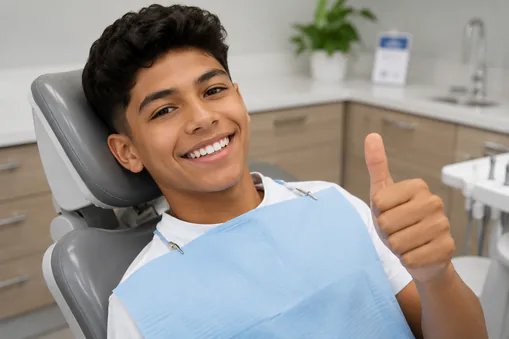 young boy at dentist